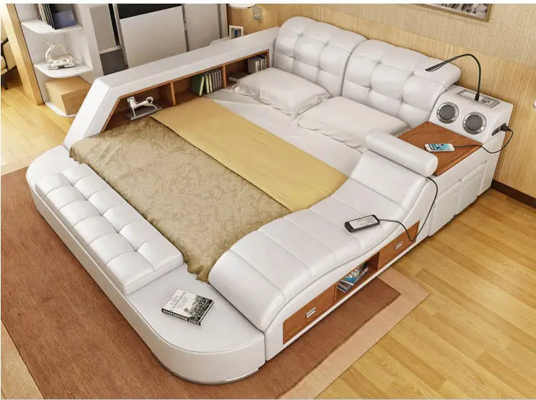 Real Genuine Leather Bed Frame Modern Soft Beds Home Bedroom Real Genuine Leather Bed Frame Modern Soft Beds Home Bedroom Furniture Camas Lit Muebles De Dormitorio Yatak Mobilya Quarto Bett In From On