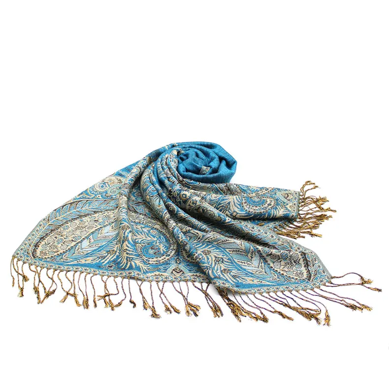 Пейсли Палантин из Индии бирюзовый шарф зимние шарфы из хлопка пашмины для женщин Echarpe большие осенние шали палантины 190*70 см