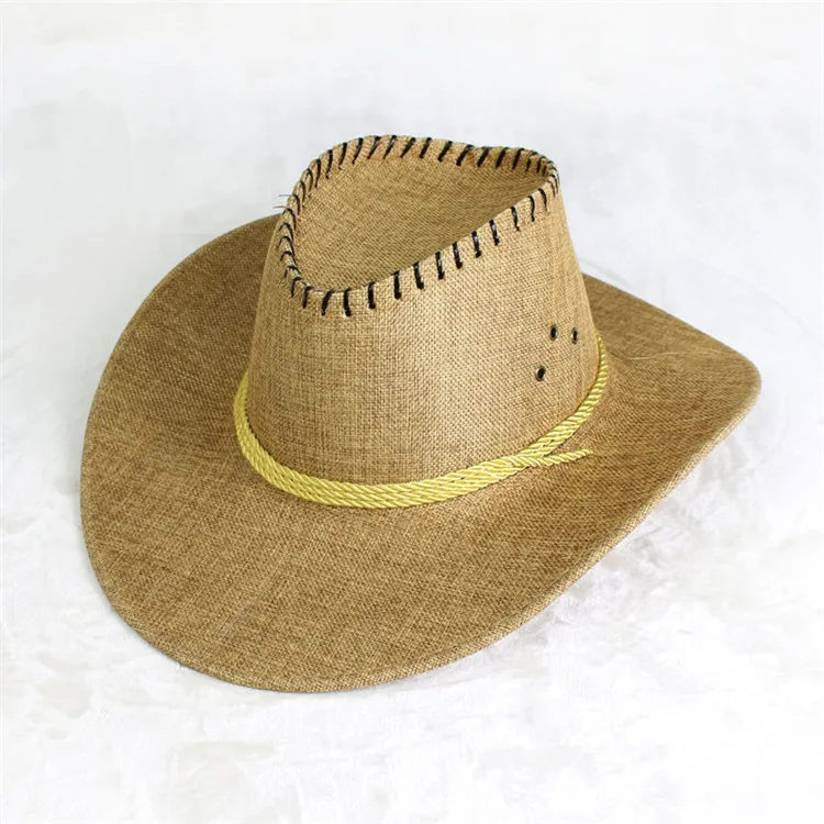 Hot Sale Western Cowboy Style Man Beach Tide Hat Sunscreen Hat Summer Outdoor Sunshade Straw Hat ACA45 (1)