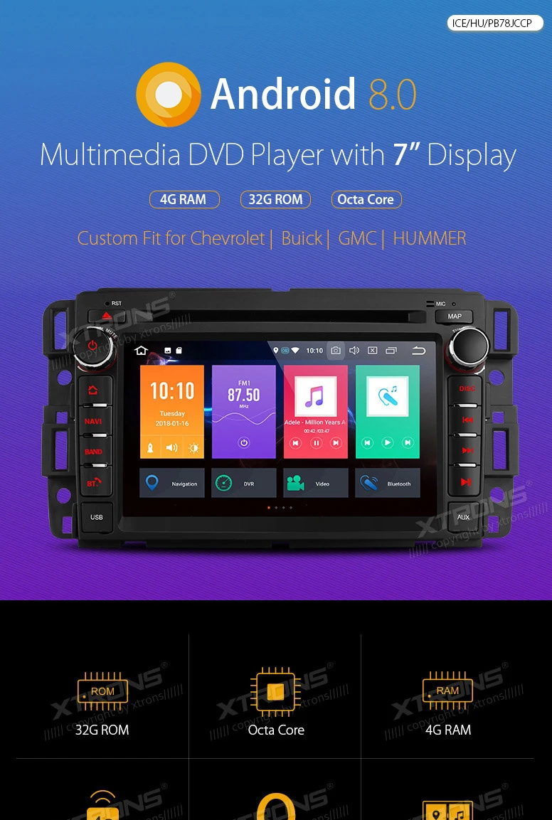 Excellent Android 8.0 Oreo OS 7"  Car DVD Multimedia for GMC Yukon 2007-2014 & Sierra 2007-2014 & Acadia 2007-2012 with 4GB RAM 32GB ROM 0