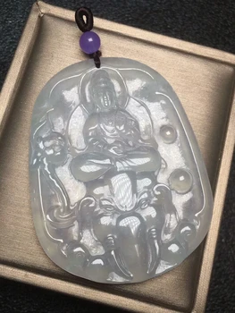 

Only One ! Natural Ice Jadeite JADE Guanyin Bodhisattva Pendant Necklace Sweater Chain Jewelry Gift Wholesale