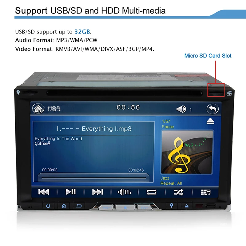 Perfect Eunavi Double 2 Din Universal Car Dvd Player Stereo Radio With Gps Navigation Head Unit Cd Mp3 Usb Bluetooth Dual Core In Dash 7