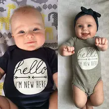 2016 Newborn Baby Boys Girls Bodysuit Hello Summer Short Sleeve Infant Kids Cotton be Body Clothing Outfit Playsuit