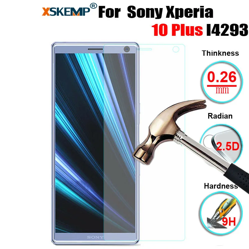 

XSKEMP Genuine Tempered Glass For Sony Xperia 10 Plus I4293 Transparent Tempered Glass Screen Protector Anti-Shatter Film Cover