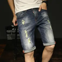 Хлопок джинсовые шорты Solid Pocket Винтаж шорты для парней 2018 Лето В европейском и американском стиле плюс Размеры D887