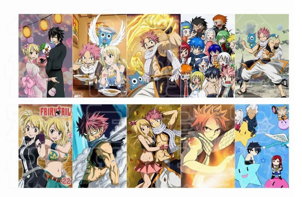 

10pcs/set Anime Card Stickers of Fairy Tail Gajeel Reitfox Cool Design Cosplay Accessories for Men Women Collection (5.4x8.5cm)