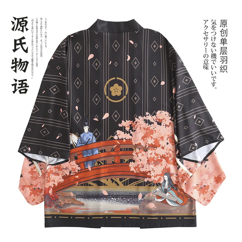 

Japanese Style Genji monogatari Kimono Haori Yukata Fashion Summer Sunscreen Cardigan Coat Women Men Cosplay Couple Tops