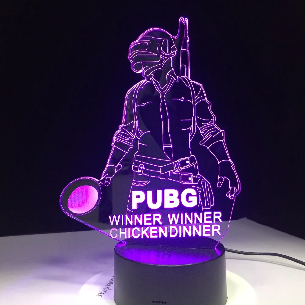 PUBG Победитель Куриный Ужин FPS игра игрок неизвестное поле боя 3D лампа 7 цветов изменить светодиодный светильник Прохладный мир подарок