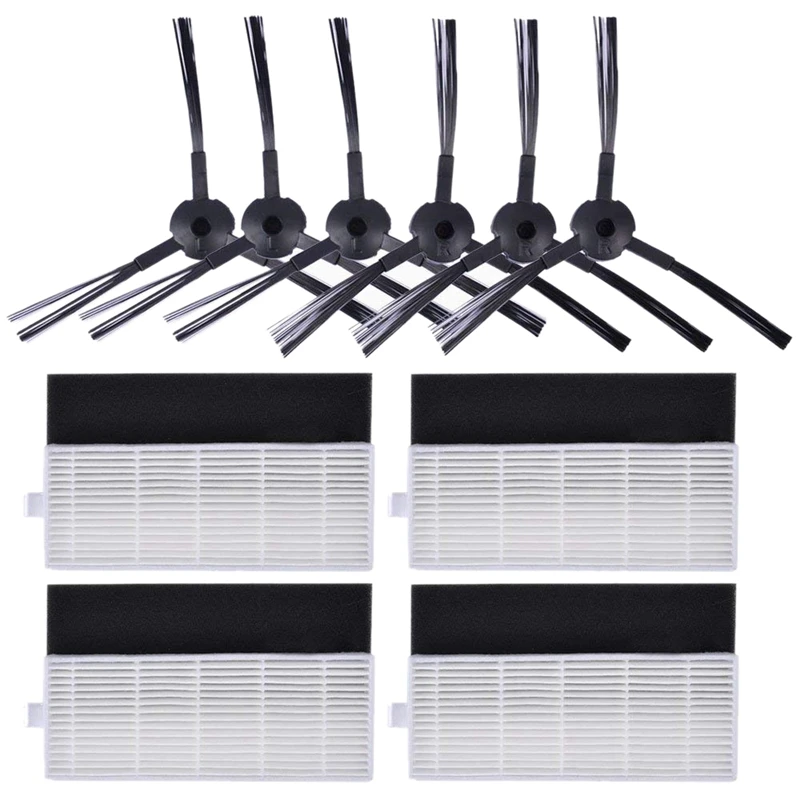 

Replacement Filter & Side Brush Kit for ILIFE A6 A4 A4s Robot Vacuum Cleaner (Includes 6 Side Brushes + 4 set Filters)