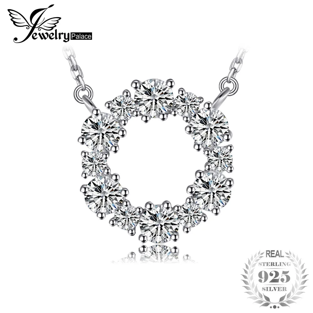 

JewelryPalace 925 Sterling Silver Circle Chain Pendant Collar Necklace 45cm Fine Jewelry Necklaces Nice Gift For Women