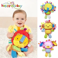 Happy Monkey Kids Baby Cute Plush Rattle Stuffed Animal Infant Educational Learning Toys Gift for Toddler Children 0-12 month