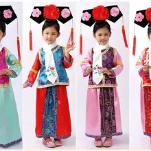 Новинка года; костюм принцессы в китайском стиле для девочек; детская одежда принцессы династии Цин; Традиционный китайский костюм для детей