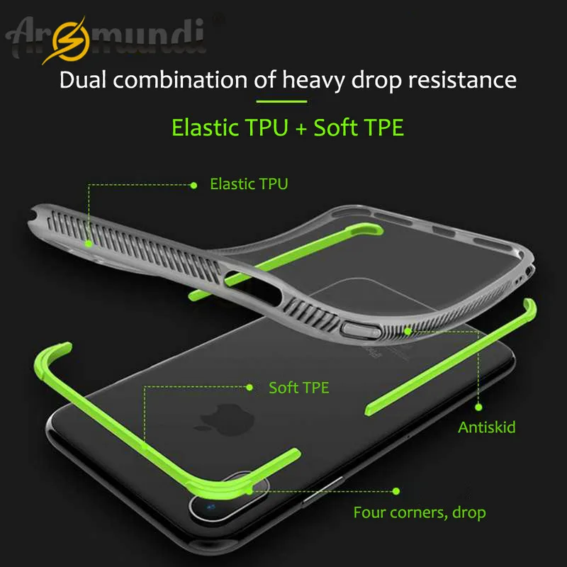 

Arsmundi 360 degrees Shockproof Case For Apple iPhone 8 Plus 6 6S Transparent Anti-knock Cover For iPhone X Case 6 6S 7 8 Plus