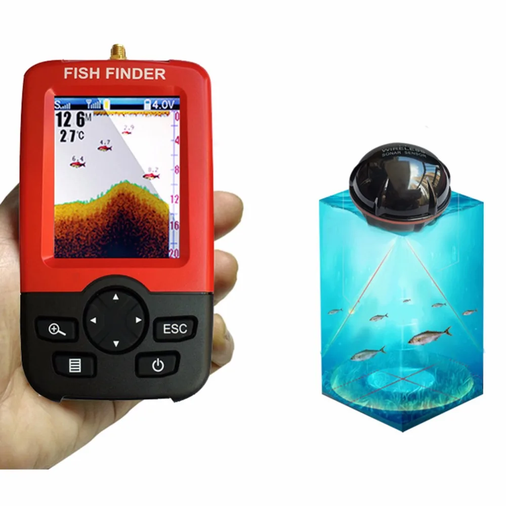 1PC Portable Depth Fish Finder With 100 M Wireless Sonar Sensor Echo