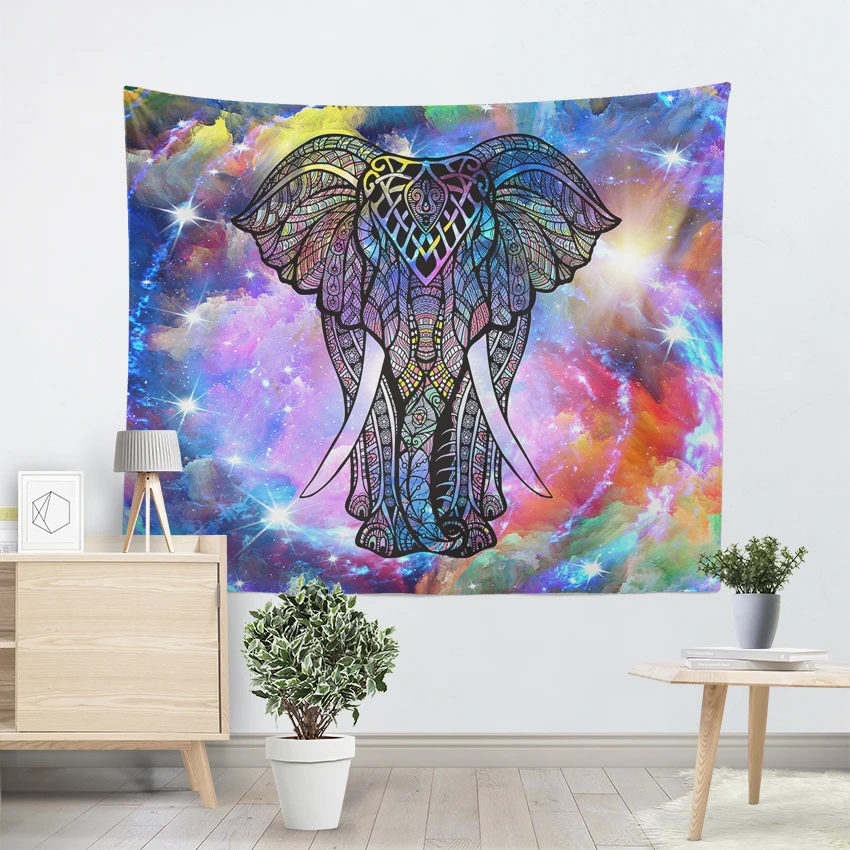 Indian Mandala Tapestry Elephant Psychedelic Tapestry Animal Wall Hanging Bohemia Wall Tapestry Gal