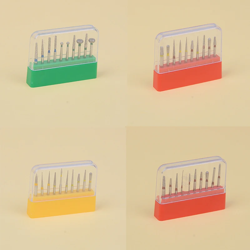 10 Pcs/Box Dental Burs Set Teeth Polishing Drill Grinder Bits Dental