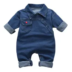 Puseky мягкий джинсовый детский комбинезон, однотонная Одежда для младенцев, комбинезон для новорожденных, детский джинсовый модный костюм