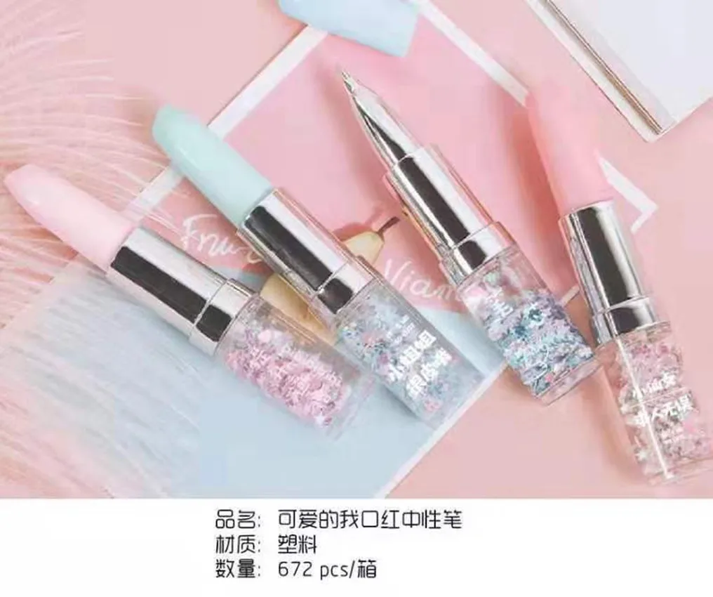

24pcs/lot Cute Gel Pens Lipstick Pen fresh Kawaii Gel Pen School Canetas Boligrafos Gift Stationery Office Supply 0.5mm
