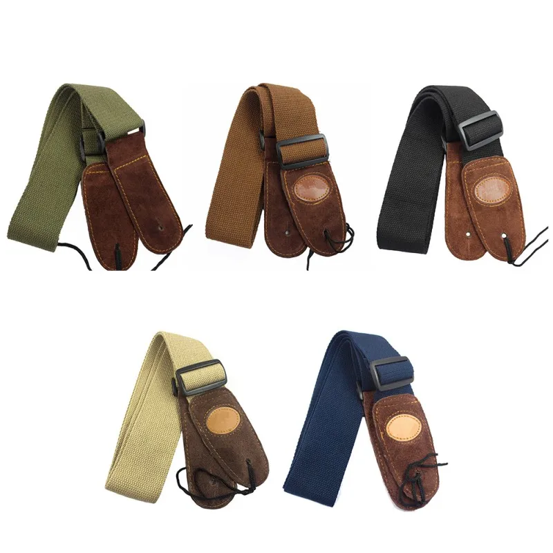 

Guitar Strap Leather Head Cotton Strap Shoulder Strap Adjustable PU Leather Cotton Braided String Instrument Accessories