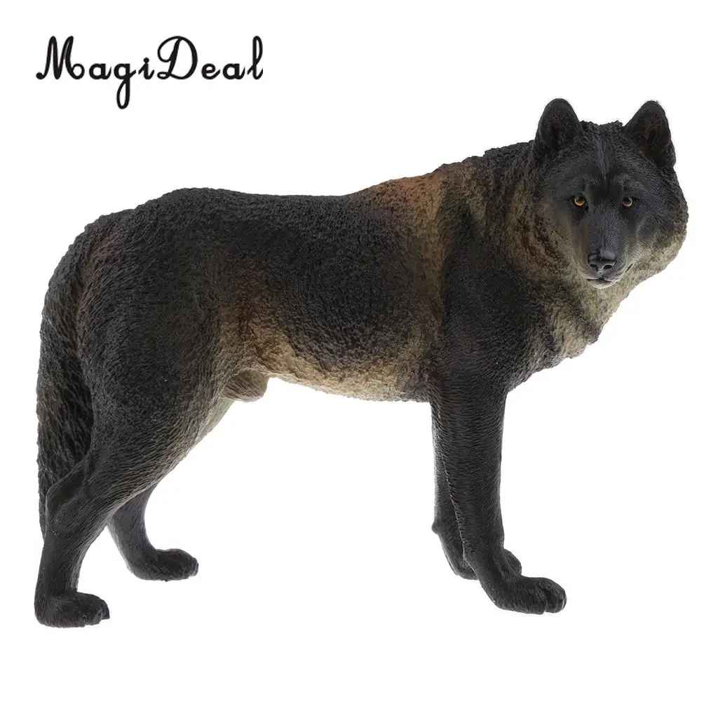 MagiDeal PVC Realistic Animal Model Figurine Action Figures Playset Kids Toy Table Ornament Home Decor Wolf 2Colors