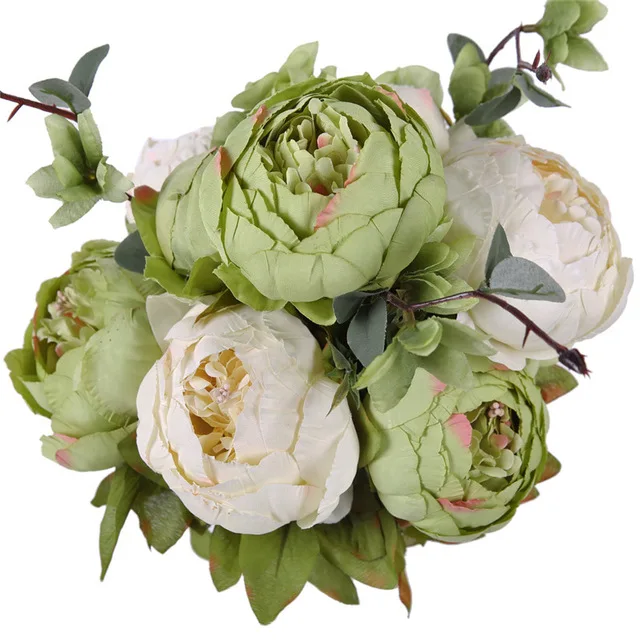 Xuanxiaotong 13 пион Флорес искусственные цветы для дома, свадьбы, для стола, декоративные цветы, искусственные цветы для украшения, hogar - Цвет: green
