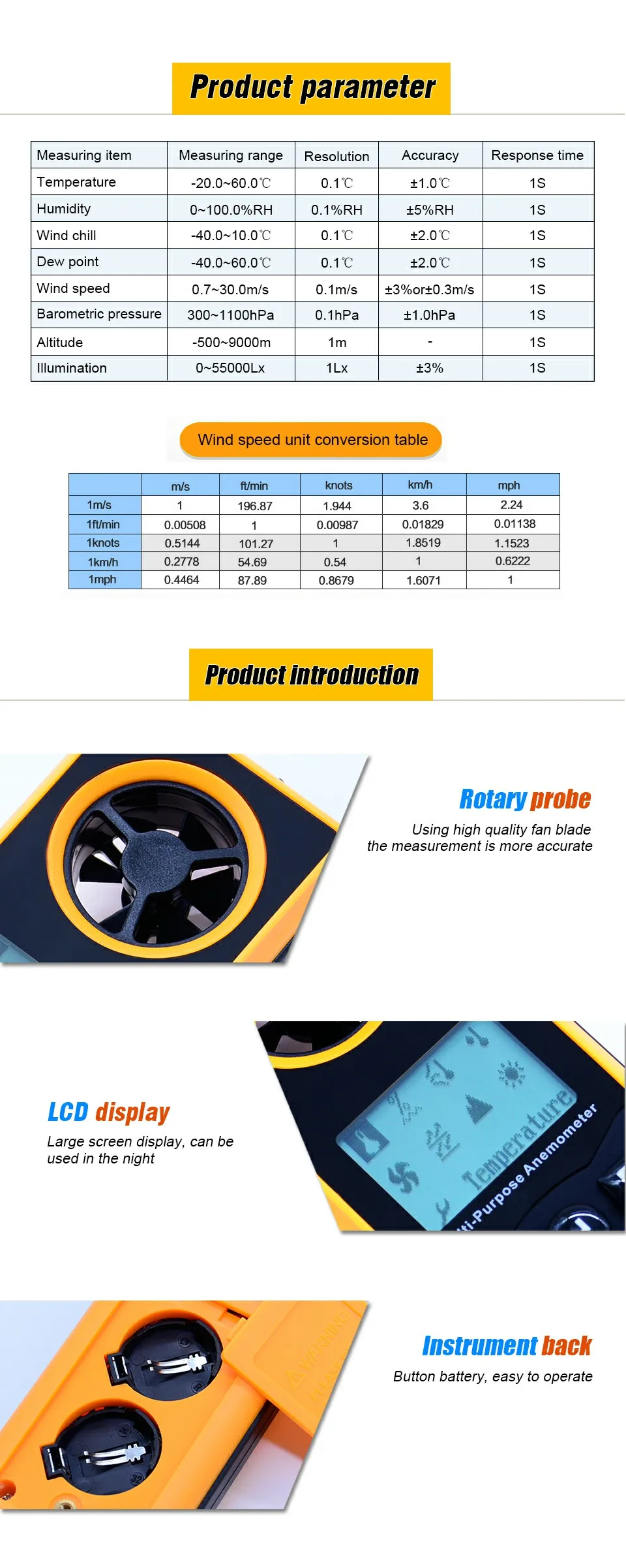 OUTEST GM8910 Многофункциональный цифровой анемометр-40-10 градусов скорость ветра метр охладитель точки росы Барометрический Тестер давления