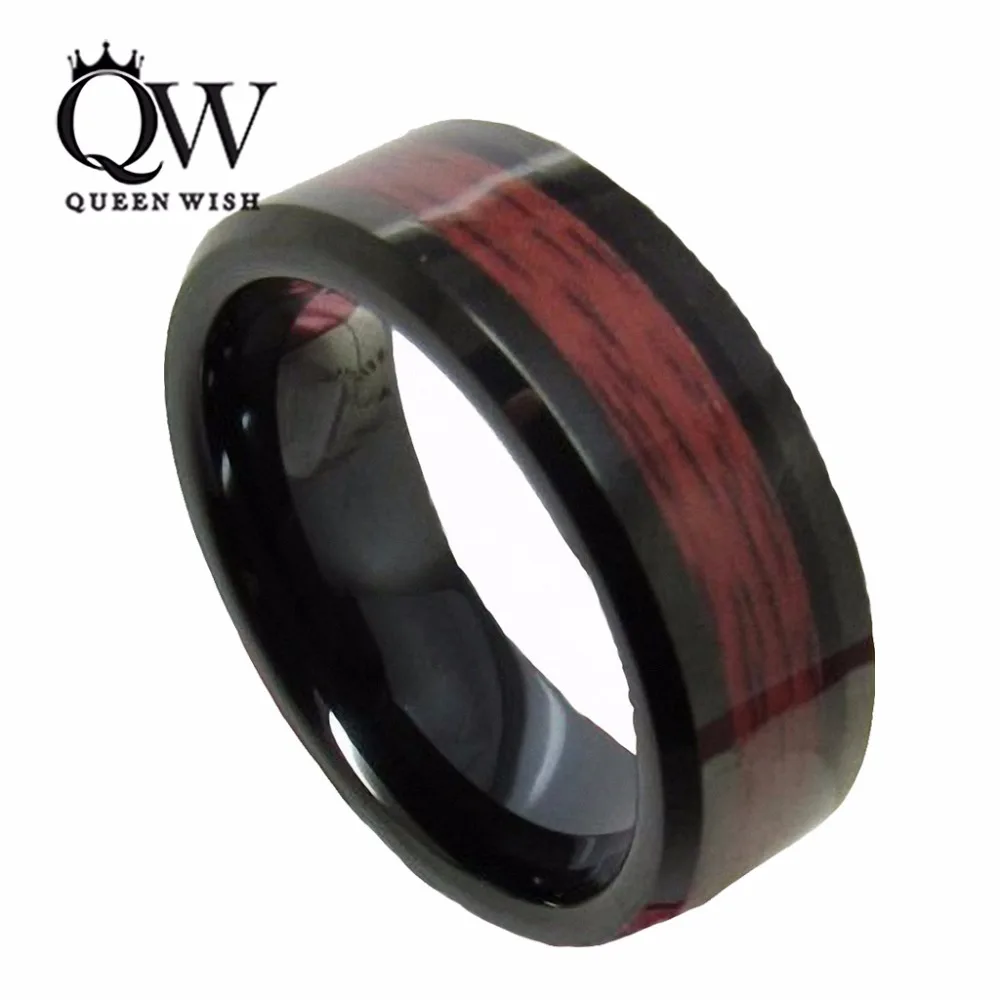 Queenwish Infinity Black Tungsten Carbide Rings Red Wood Inlay Queenwish Infinity Black Tungsten Carbide Rings Red Wood Inlay Wedding Band Bridal Ring Promise For S In From Jewelry Accessories On
