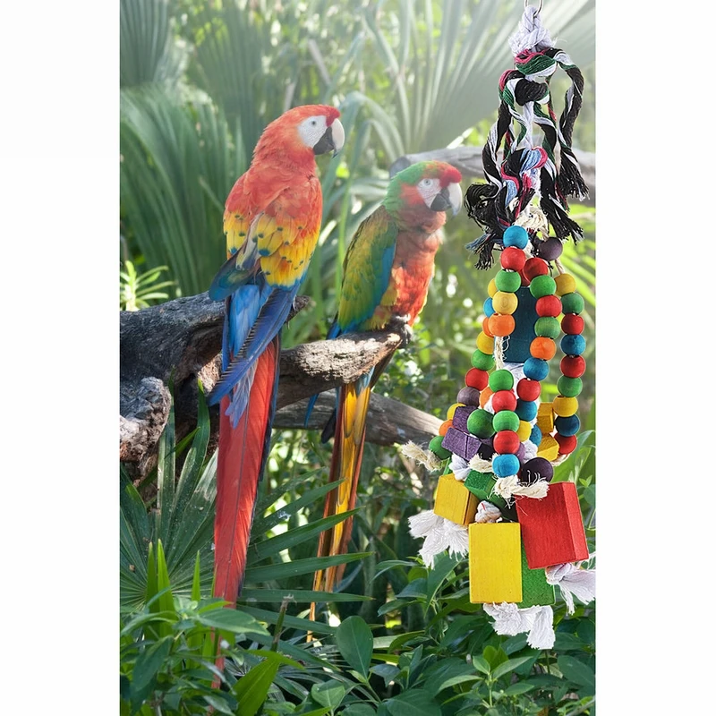 1set Bird Block Toy Wood Multicolor Parrot Chew Toy Pet Bird