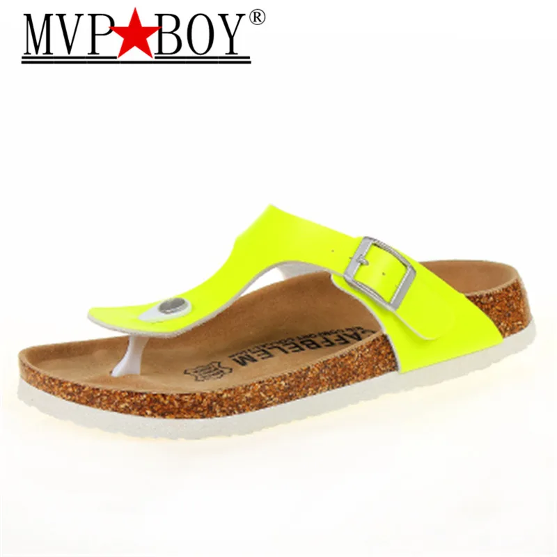 

MVP BOY23 color New 2018 summer women flats sandals Cork slippers unisex casual shoes print mixed colors flip flop free shipping