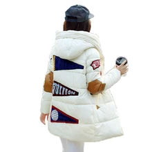 2017 European Style Women Winter Coat Letter Pocket Plus Size Thick Warm Womens Winter Hooded Jackets