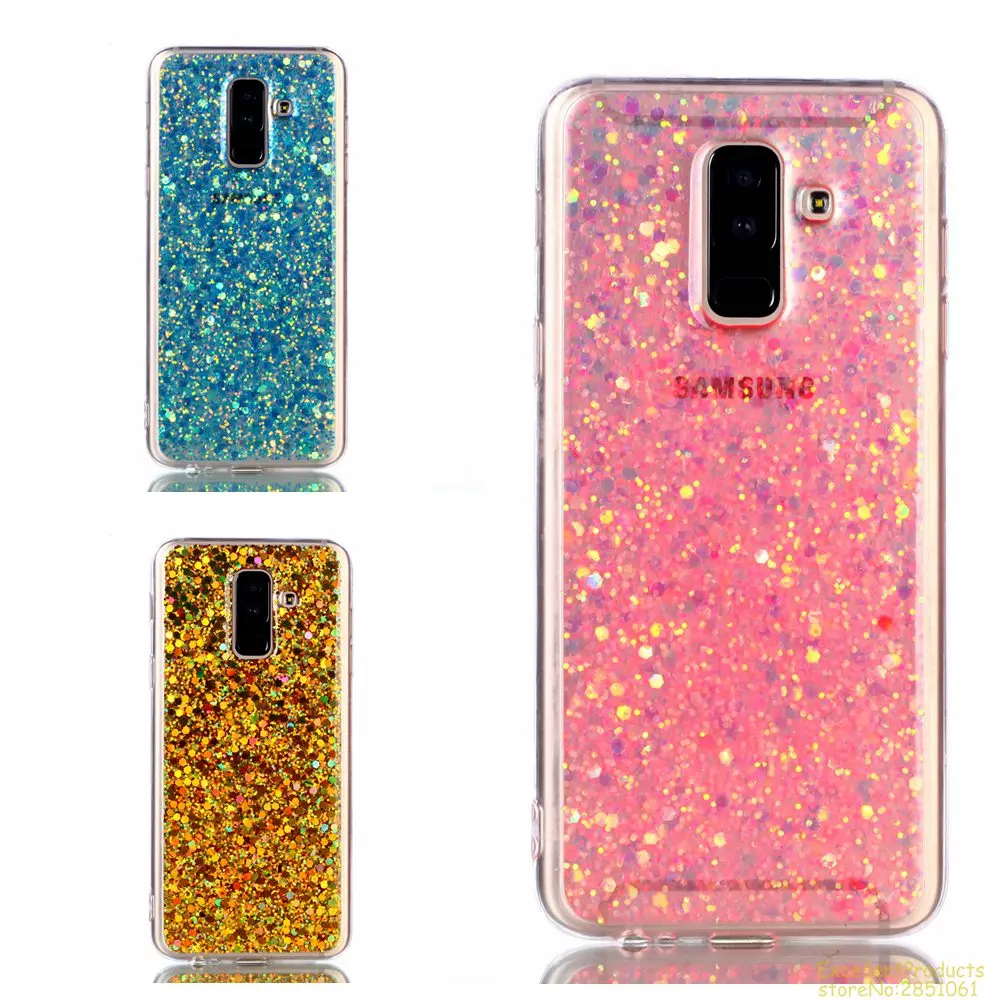 

Luxury Glitter Flashing Powder Case For Samsung A6 PLUS 2018 Bling Sequins Soft TPU Cover Phone Case For Galaxy A6 PLUS 2018