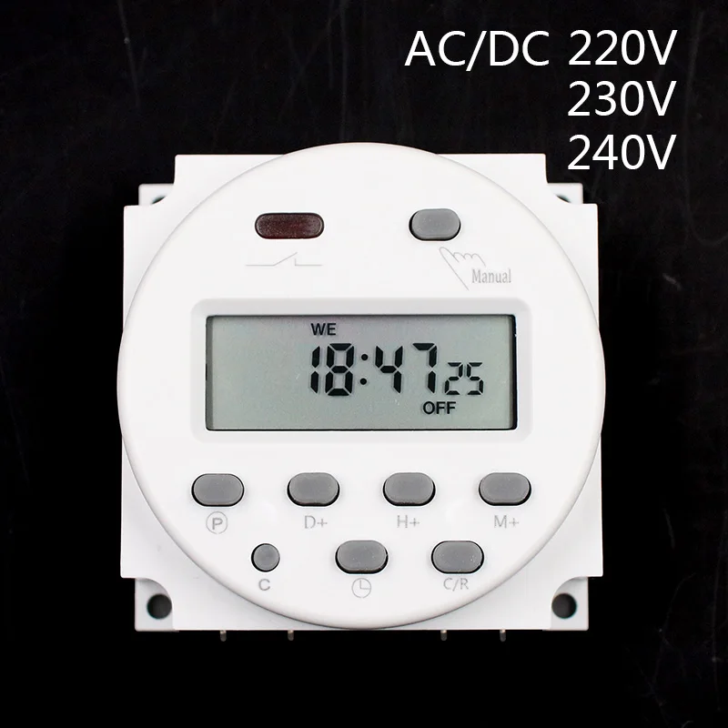 CN101A таймер Выключатель AC/DC 12 V 24 V 110 V 120 V 220 V 230 V 240 V Цифровой ЖК-дисплей Мощность недели миниатюрный программируемый реле времени 8A для 16A - Цвет: AC DC 220V