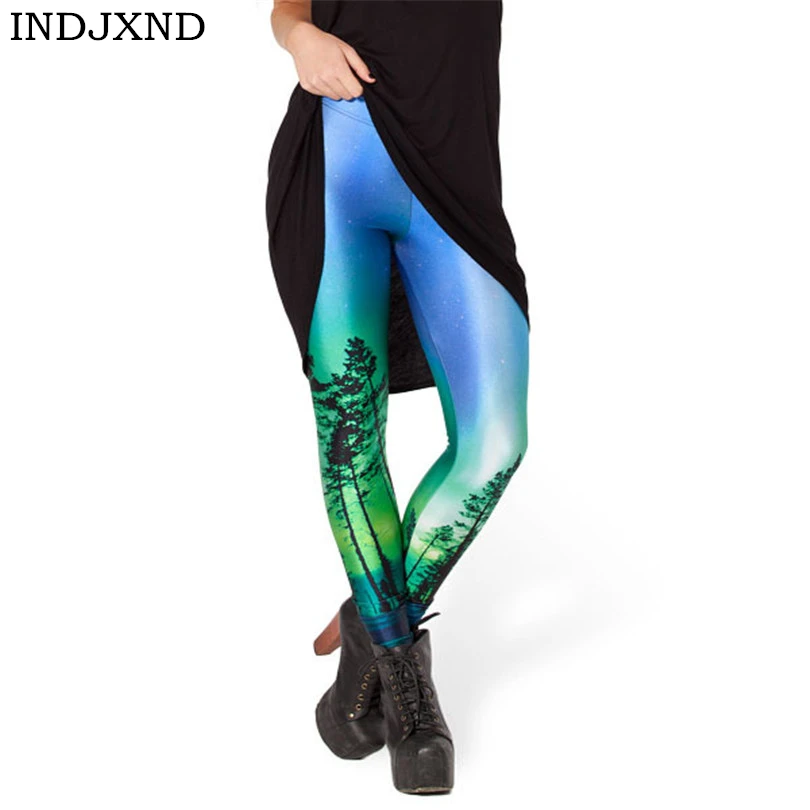 

Neon Leggings For Women Digital Print 3D Tree Star Leggins Milk Pencil Casual Famale Clothing Elastic Fluorescence Stamp K149
