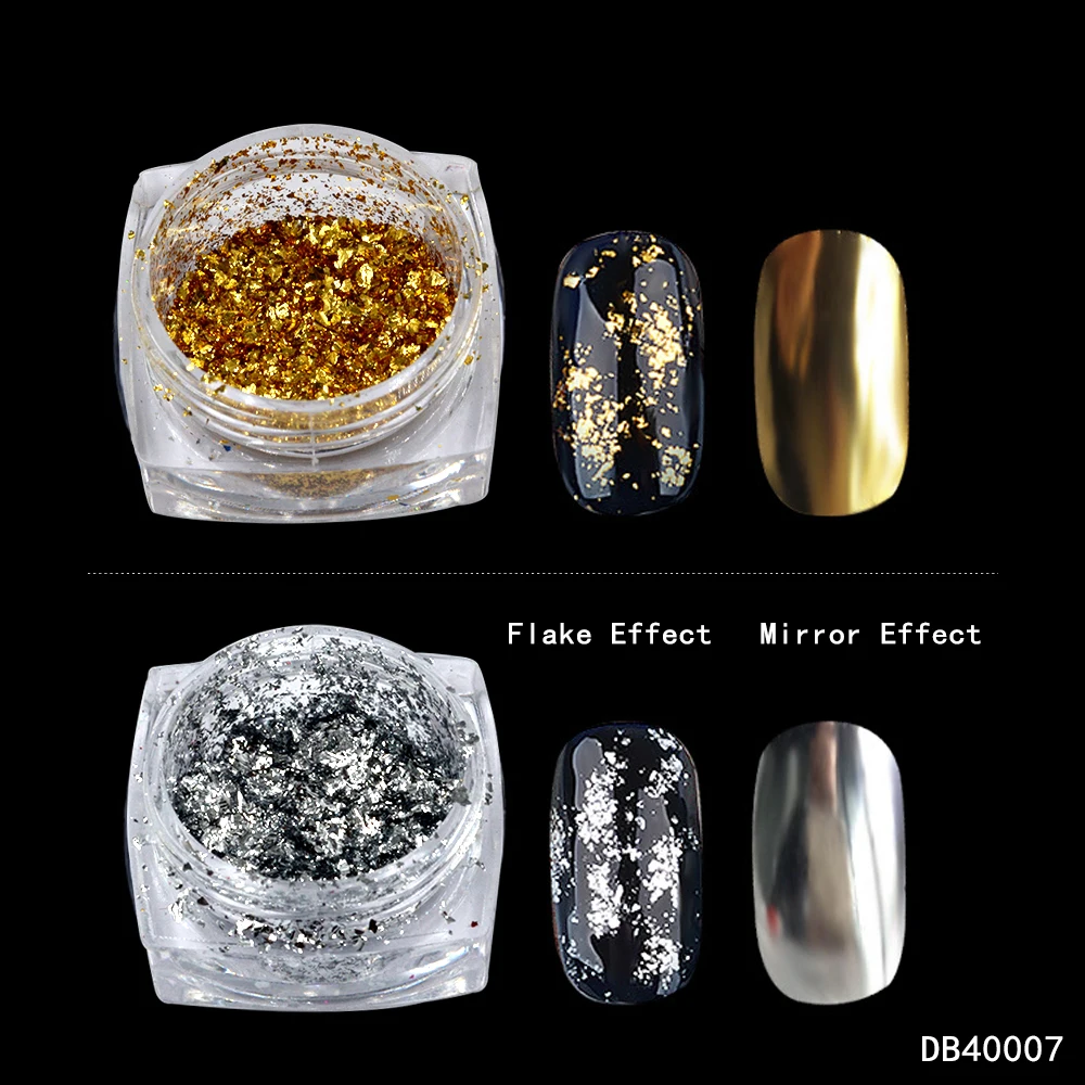 1 коробка, алюминиевые блестящие порошки для ногтей, чешуйки, магический зеркальный эффект, блестка для ногтей, лак для ногтей, Гель-лак, хромированный пигмент, декоративная фольга