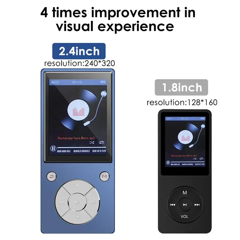 Bluetooth mp3 ruizu C11 music player built-in speaker with 2.4-inch TFT screen lossless sound player, support up to 128GB SD car zune mp3 player