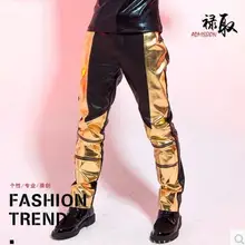 27-44! Горячая Мужская Новая одежда певица Мода DJ DS тонкие сплайсированные кожаные штаны размер плюс мужской бар Сценические костюмы