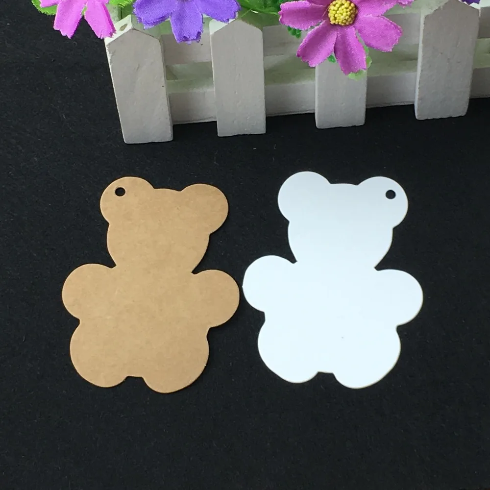 

200PCS Kraft Blank Hang Tags Bear shape Gift Tags Paper Price Tag Retro Packaging Labels Party Favor Cards For Boxes/Handicraft