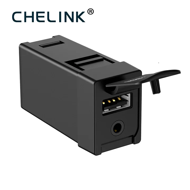 CHELINK автомобиля с двумя портами USB Зарядное устройство 5V 2.1A QC 3,0 разъем Интерфейс адаптер для Toyota зарядки для iPhone iPad samsung LG xiaomi MP4 - Название цвета: Black