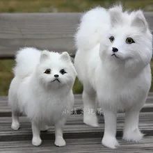 Большие и маленькие очаровательные игрушки для собак из натуральной кожи Собака самоед игрушки Моделирование игрушечная собака около 24*20*8 см и 17*15*6 см 0480