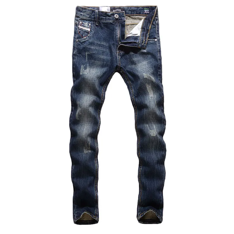 Fashion Classcical Men Jeans Dark Blue Color Straight Fit Cotton Denim Pants hombre Size 29-40 Italian Style Vintage Jeans Men
