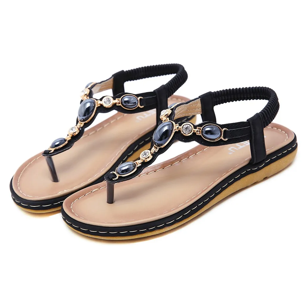 SAGACE/ г. женские пикантные богемные ретро римские плоские хрустальные шлепанцы сандалии повседневная обувь