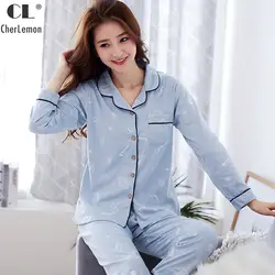 CherLemon весенние пижамы Для женщин Прекрасный пижама с длинными рукавами мягкая Пижама комплект Женская мода принт Домашняя одежда плюс