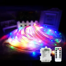 Солнечная энергия или батарея мощность 10 м Фея светодиодная гирлянда трубка Водонепроницаемая Праздничная Свадебная вечеринка наружное Рождественское украшение лампа