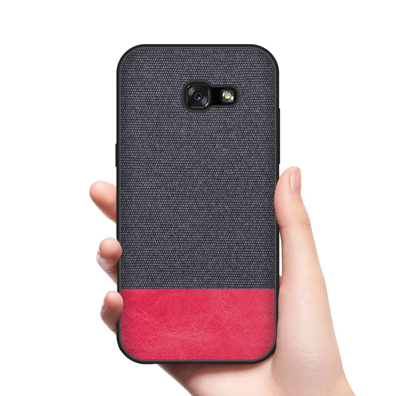 

CoolDeal for Samsung A3 A5 2017 A320F A520F case soft silicone edge shockproof fabric back cover for Samsung A7 2017 A720F case