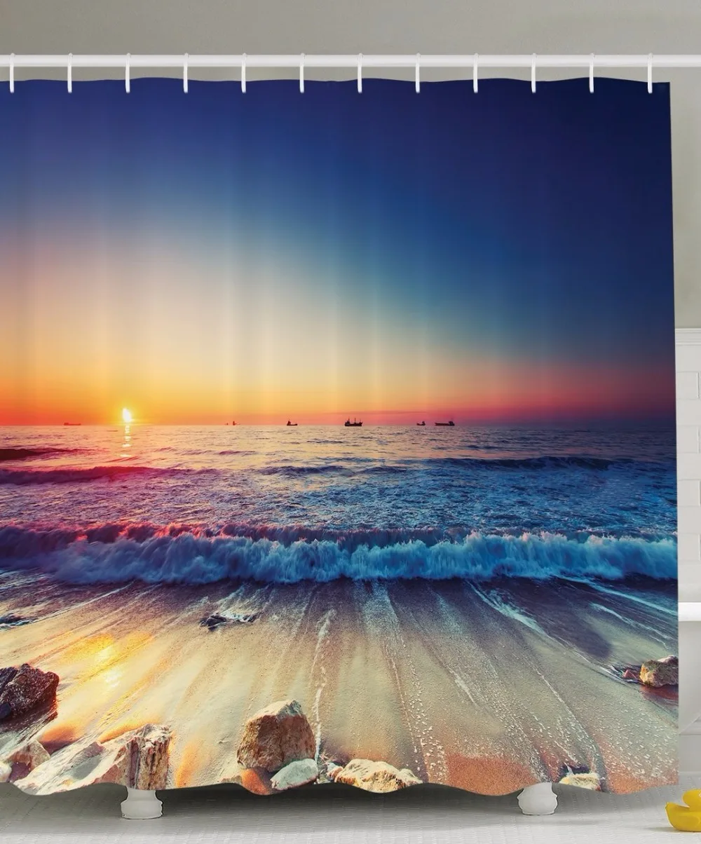 High Quality Arts Shower Curtains Nautical Decor Ocean Sunset Scenery
