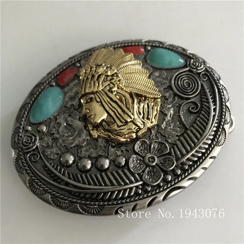New Indian Belt Buckle Native America Rodeo Western 3d Silver Oval Best Quality
