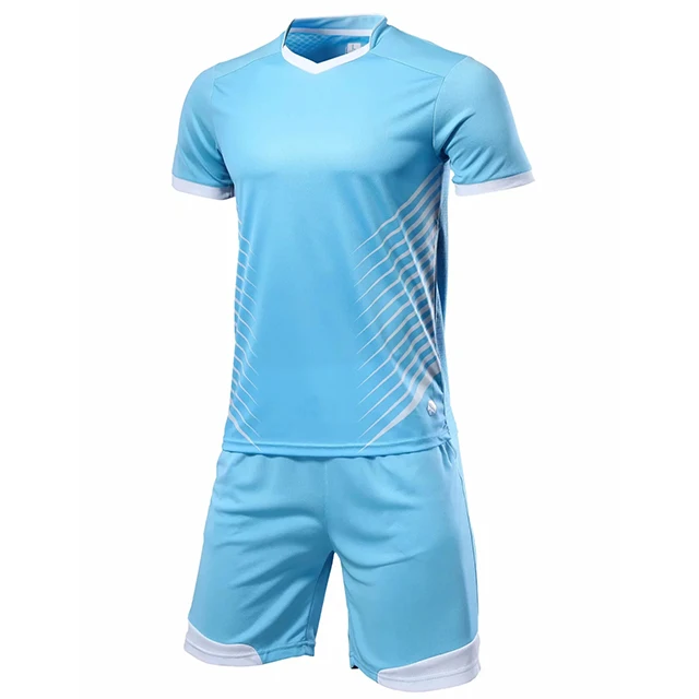 Взрослые футбольные майки Спортивный комплект хорошего качества мужские запонки Трикотажные изделия для футбола спортивная одежда спортивный костюм футбольные майки настроить - Цвет: sky blue