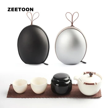 

Japanese Egg Style Portable Travel Tea Set Office Car Coarse Pottery Quick Cup 1*Teapot + 2*Teacup + 1* Tea Cans + 1* Hand Bag