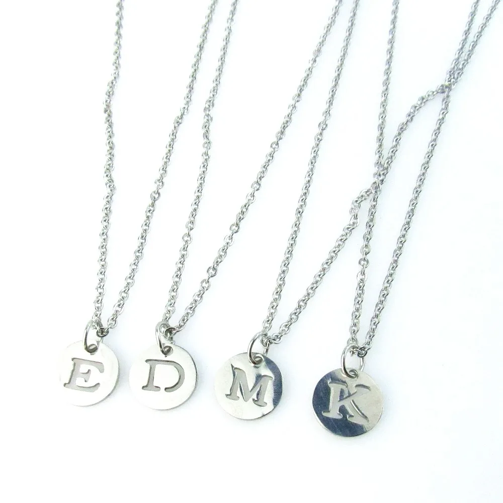 

High Quality 1pcs Letter Design Capital Initial Necklace Women Men Jewelry Silver Stainless Steel Alphabet Letter Necklace
