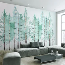 Обои для дома, Декоративные Настенные обои с уникальной росписью, современная мода, мятный зеленый свежий лес, ТВ, Настенные обои, 3d обои